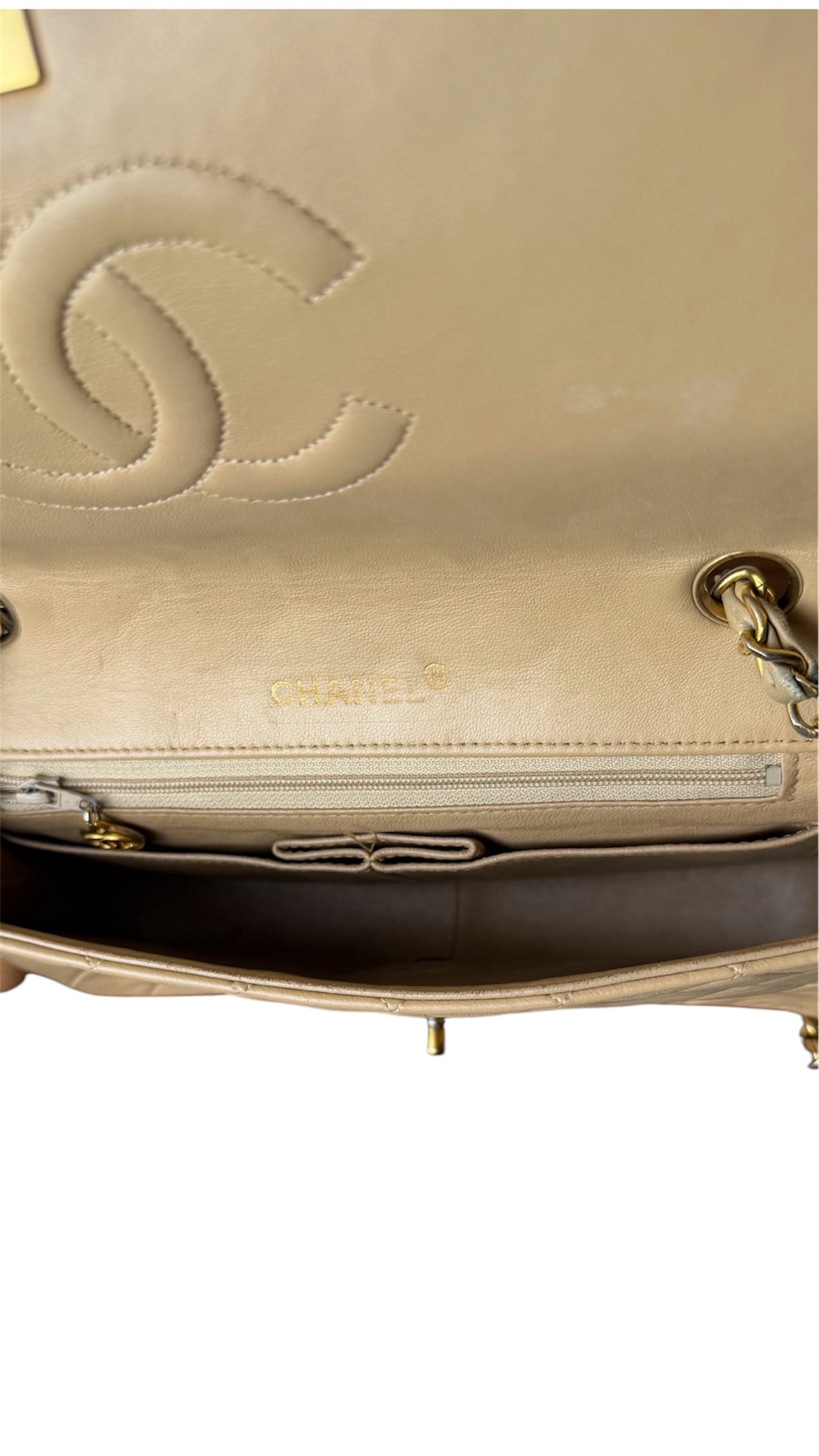 Chanel Classic Flap Bag Beige Calf leather