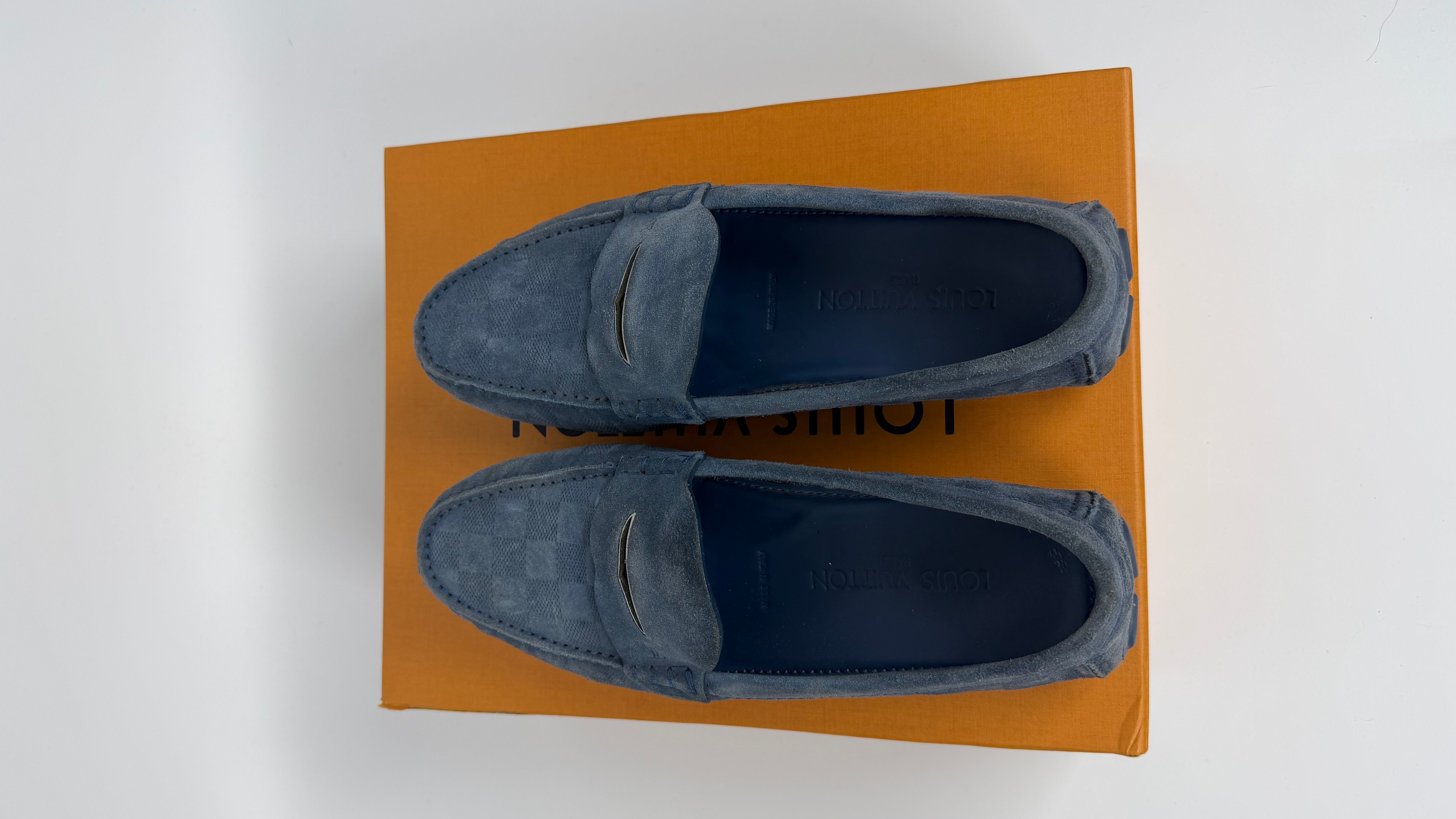 Louis Vuitton Suede Loafers Light Blue (42)