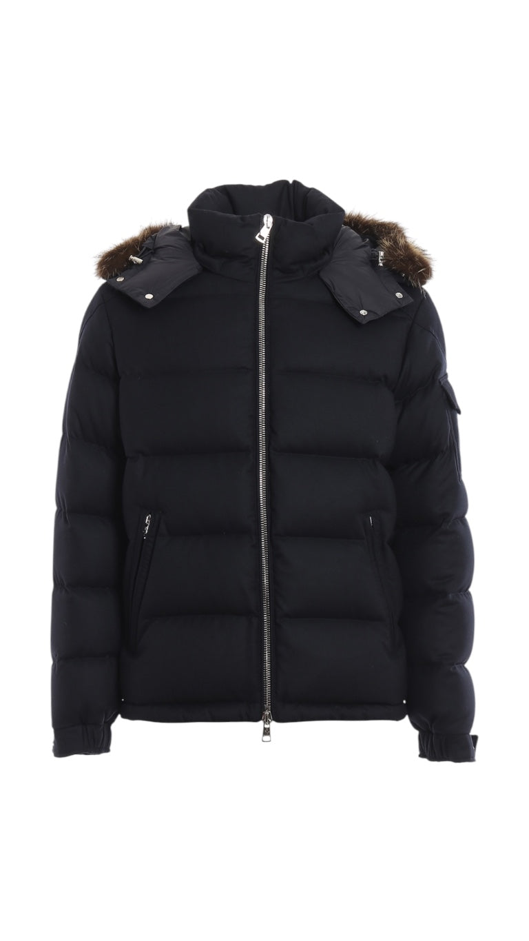 Moncler Maya Fur Jacket Navy Blue / S