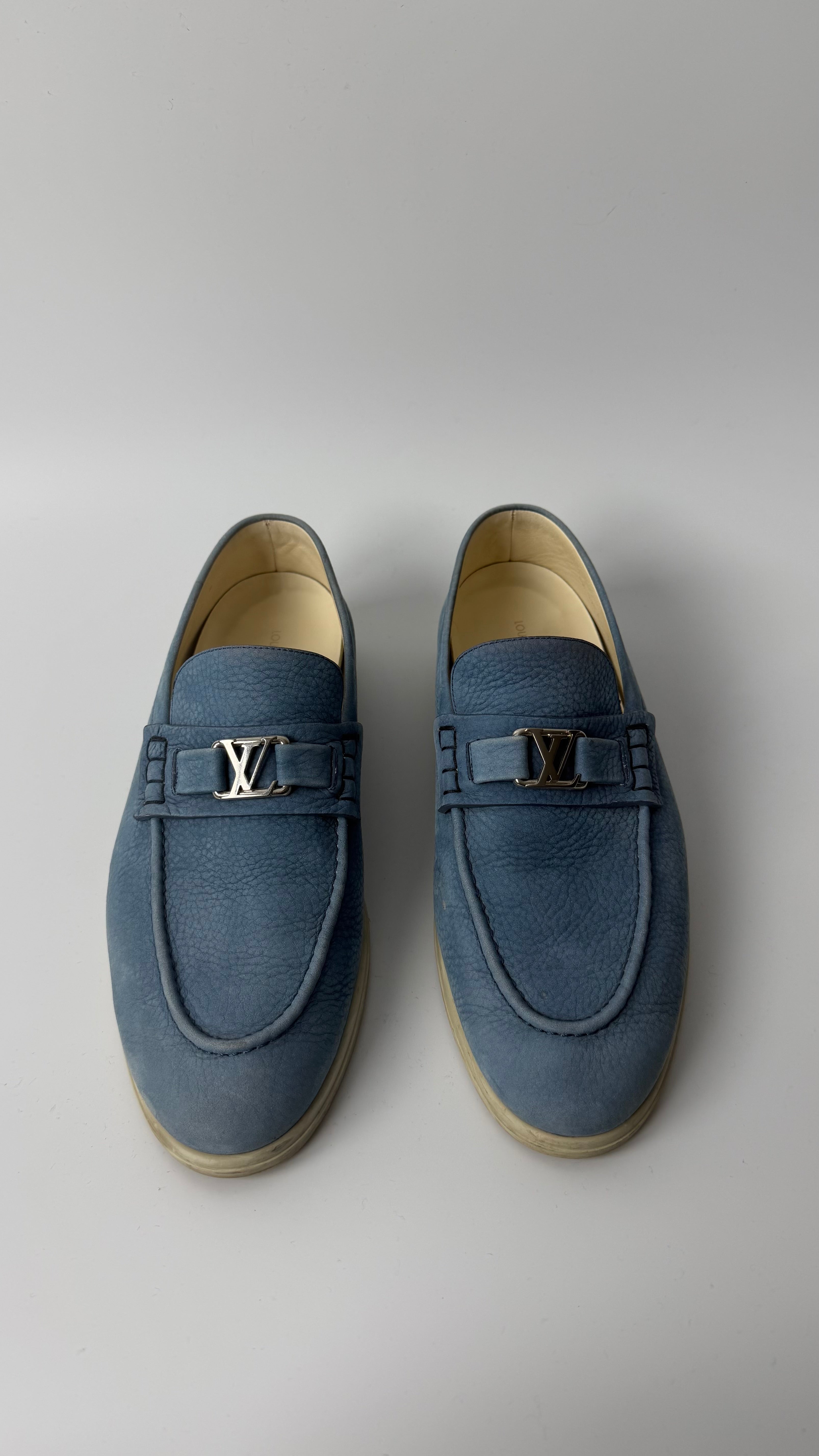 Louis Vuitton Leather Boat Loafers blue(43)