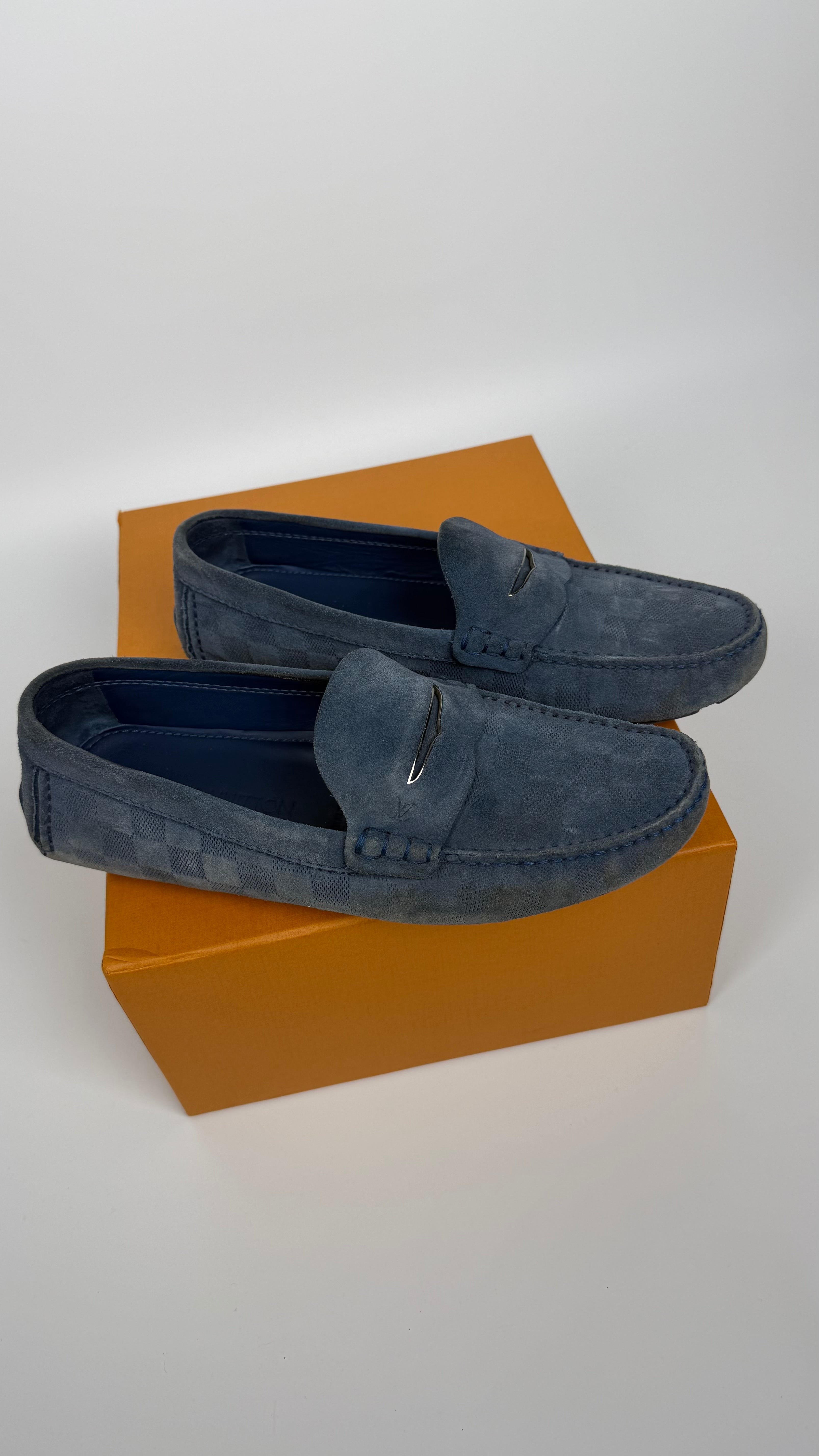 Louis Vuitton Suede Loafers Light Blue (42)