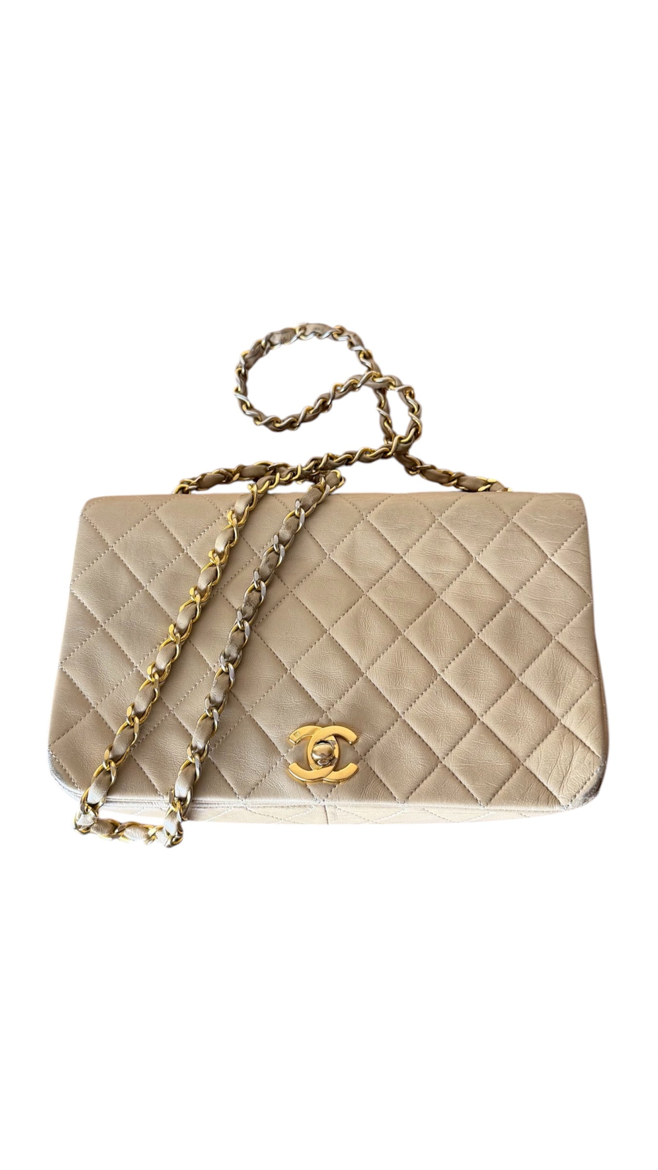 Chanel Classic Flap Bag Beige Calf leather