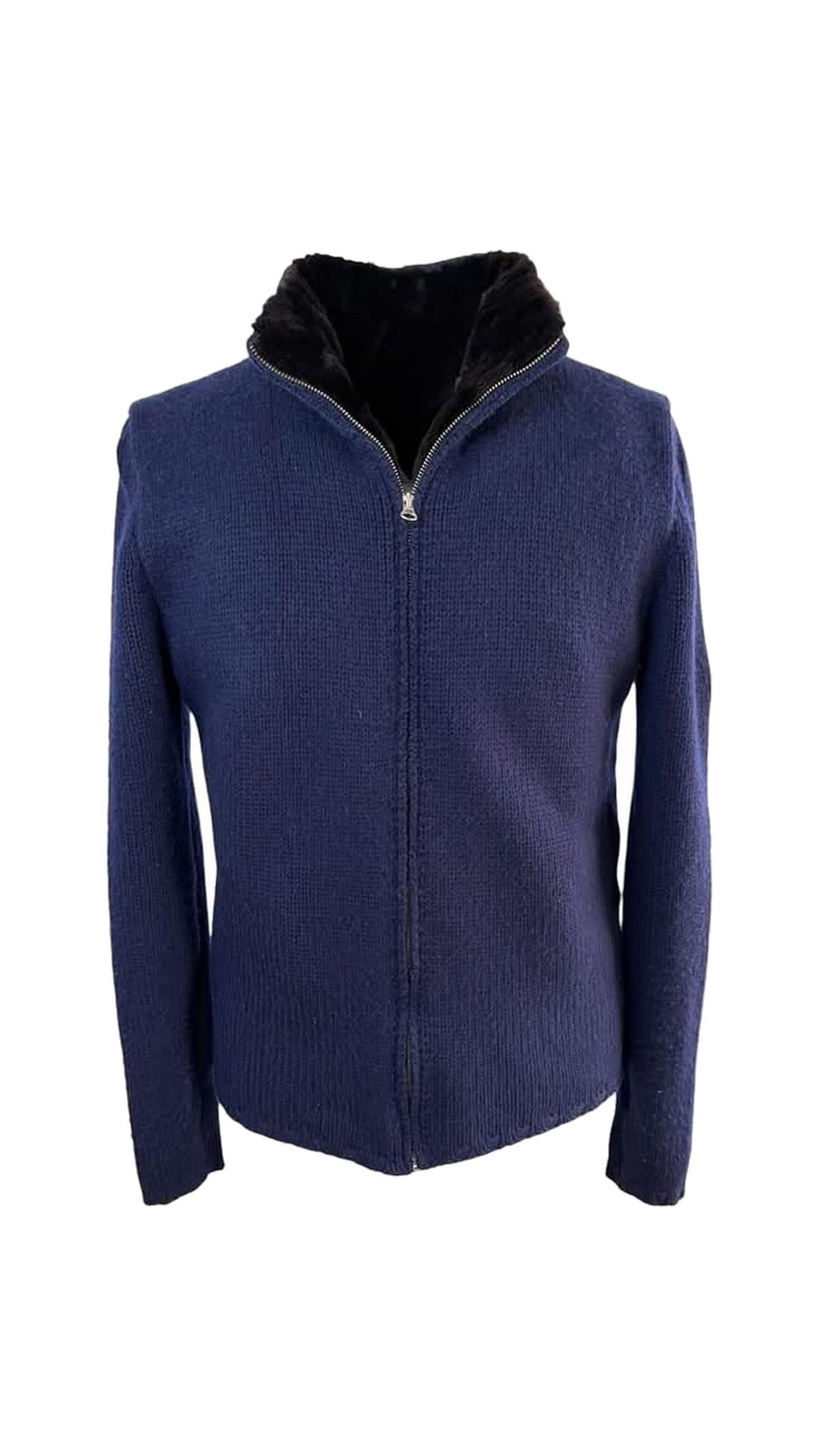 Italian Castorino Fur Cardigan Navy Blue / M