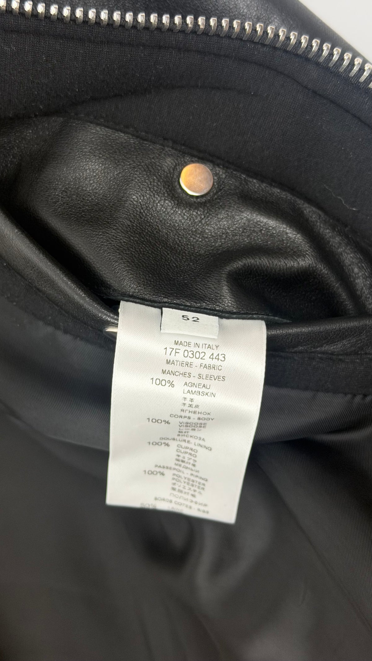 Givenchy Paris Leather Jacket Black / 52