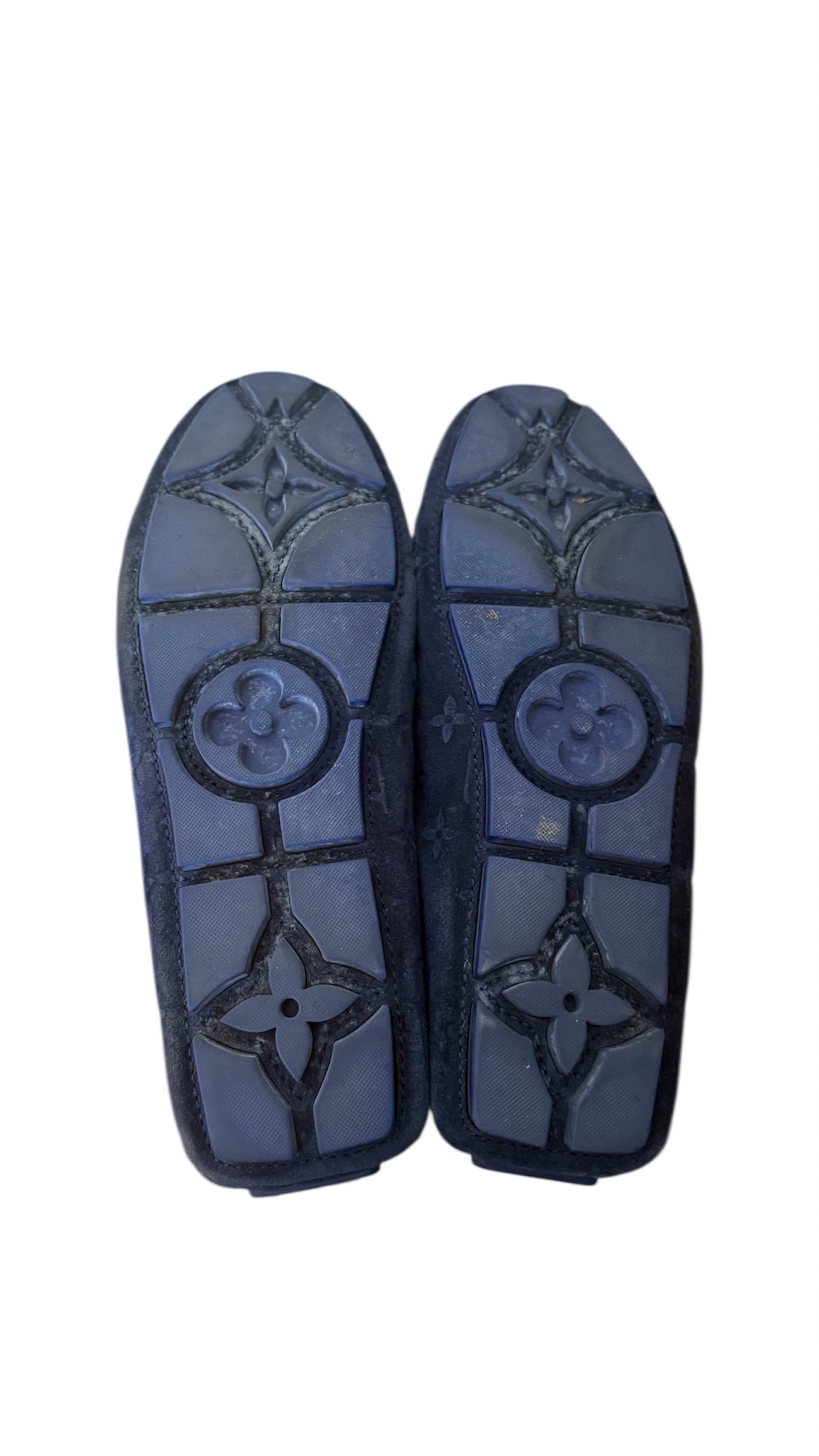 Louis Vuitton Suede Monogram Loafers Navy