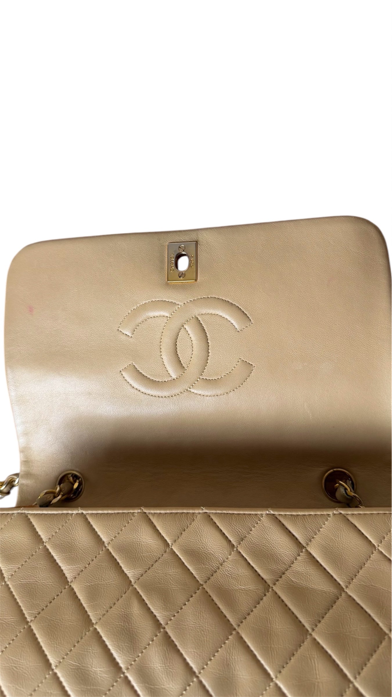 Chanel Classic Flap Bag Beige Calf leather