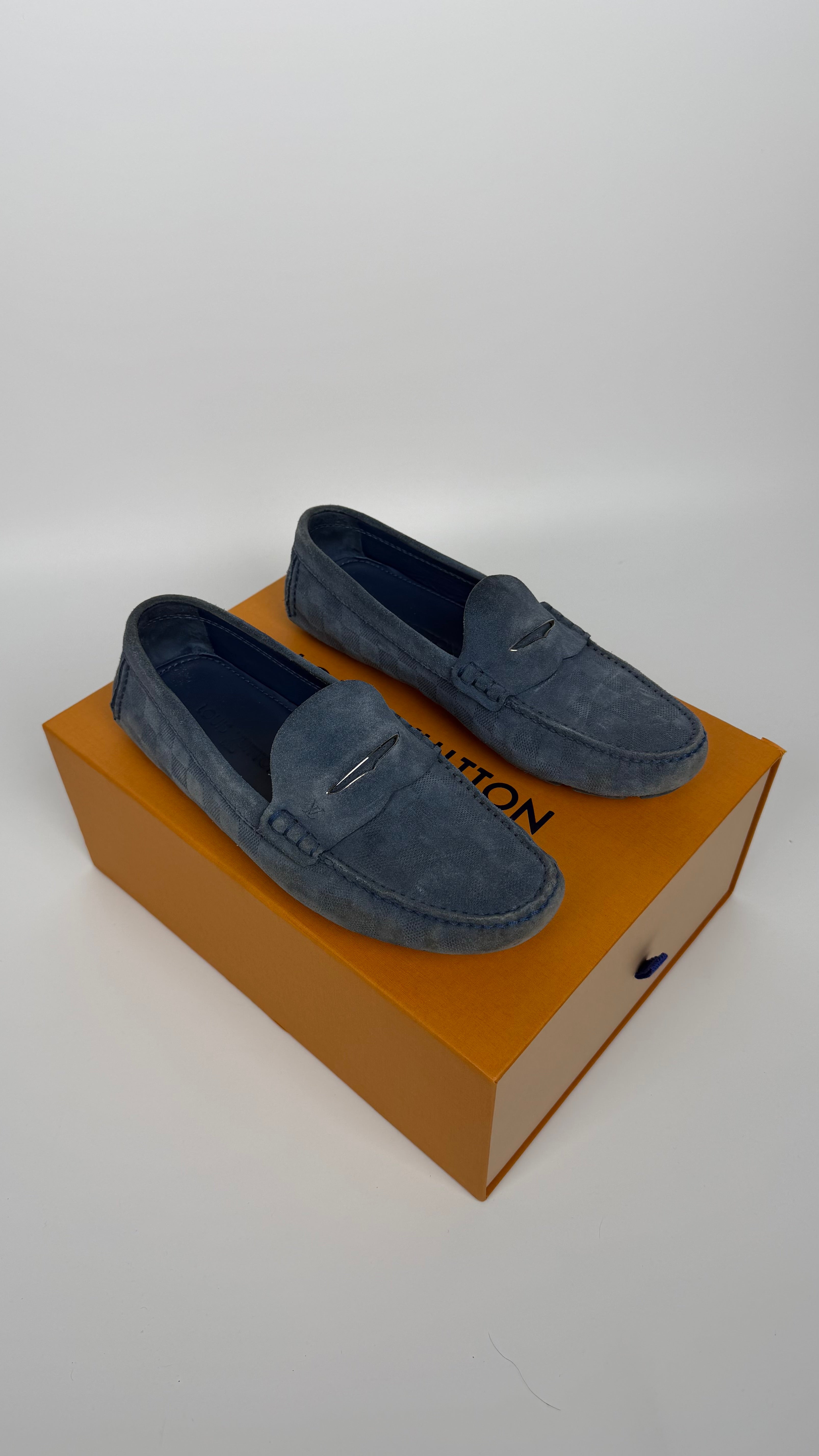 Louis Vuitton Suede Loafers Light Blue (42)