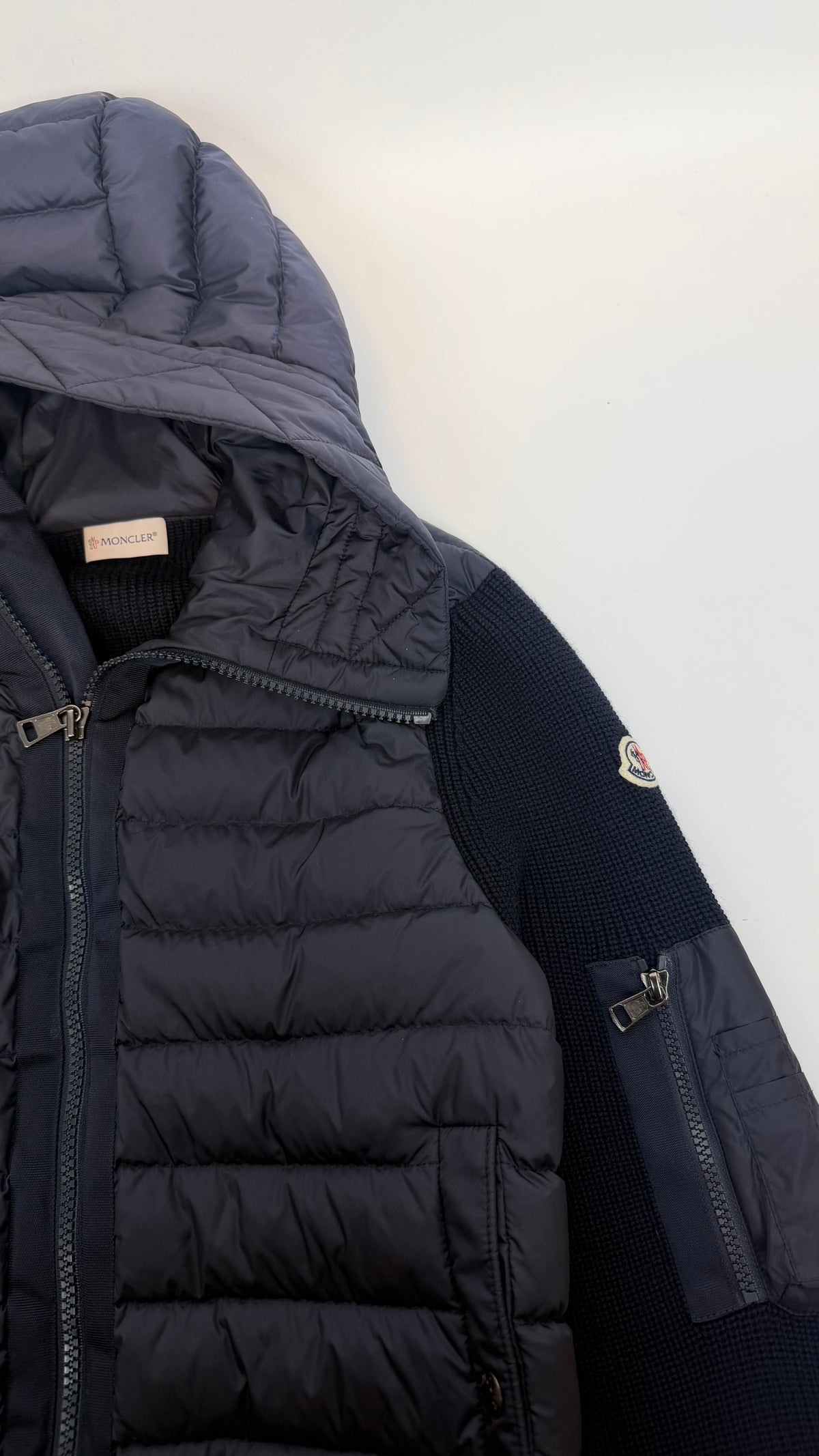 Moncler Tricot Hooded Cardigan Navy Blue / S