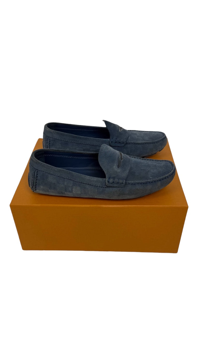 Louis Vuitton Suede Loafers Light Blue (42)