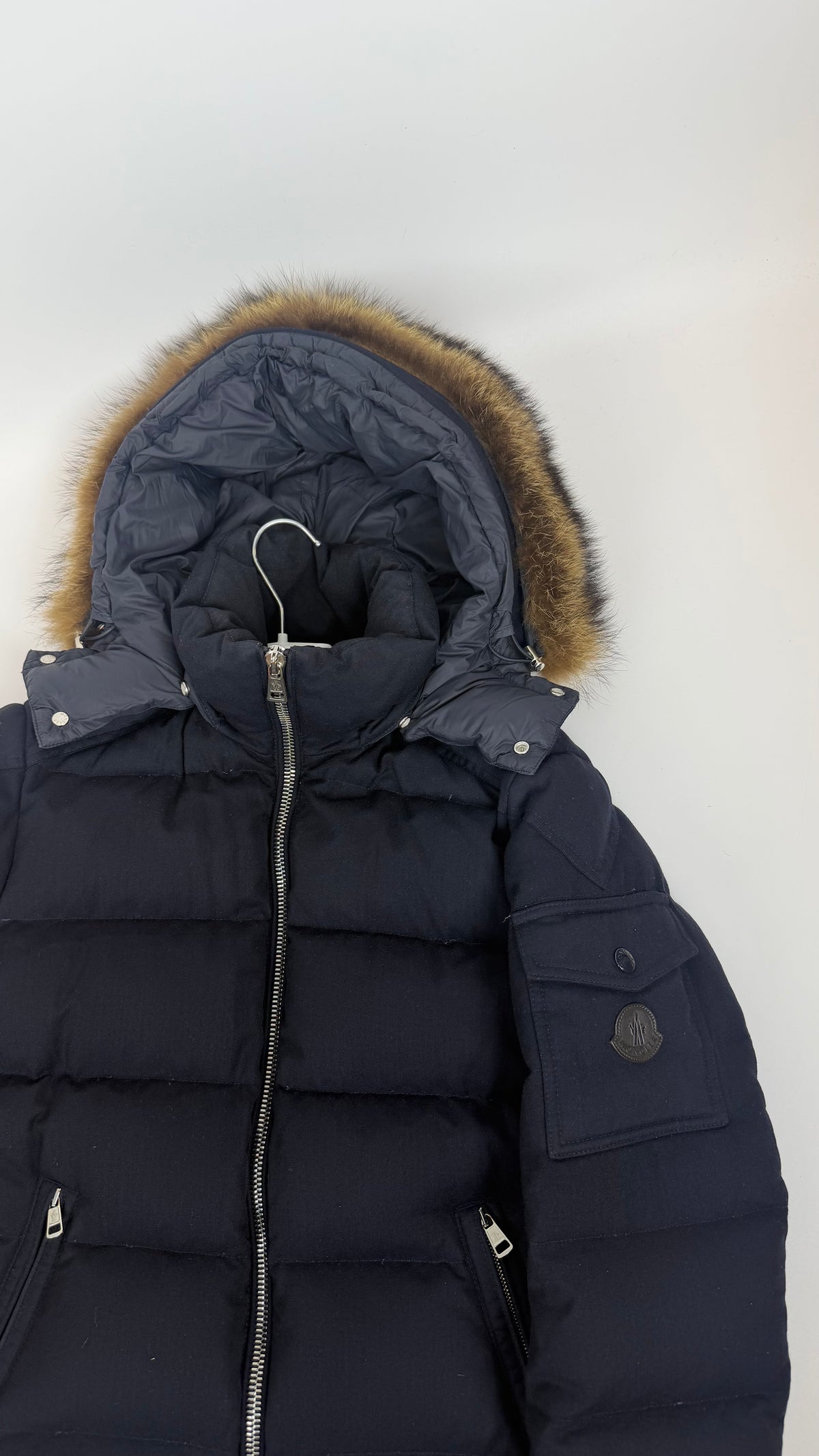Moncler Maya Fur Jacket Navy Blue / S
